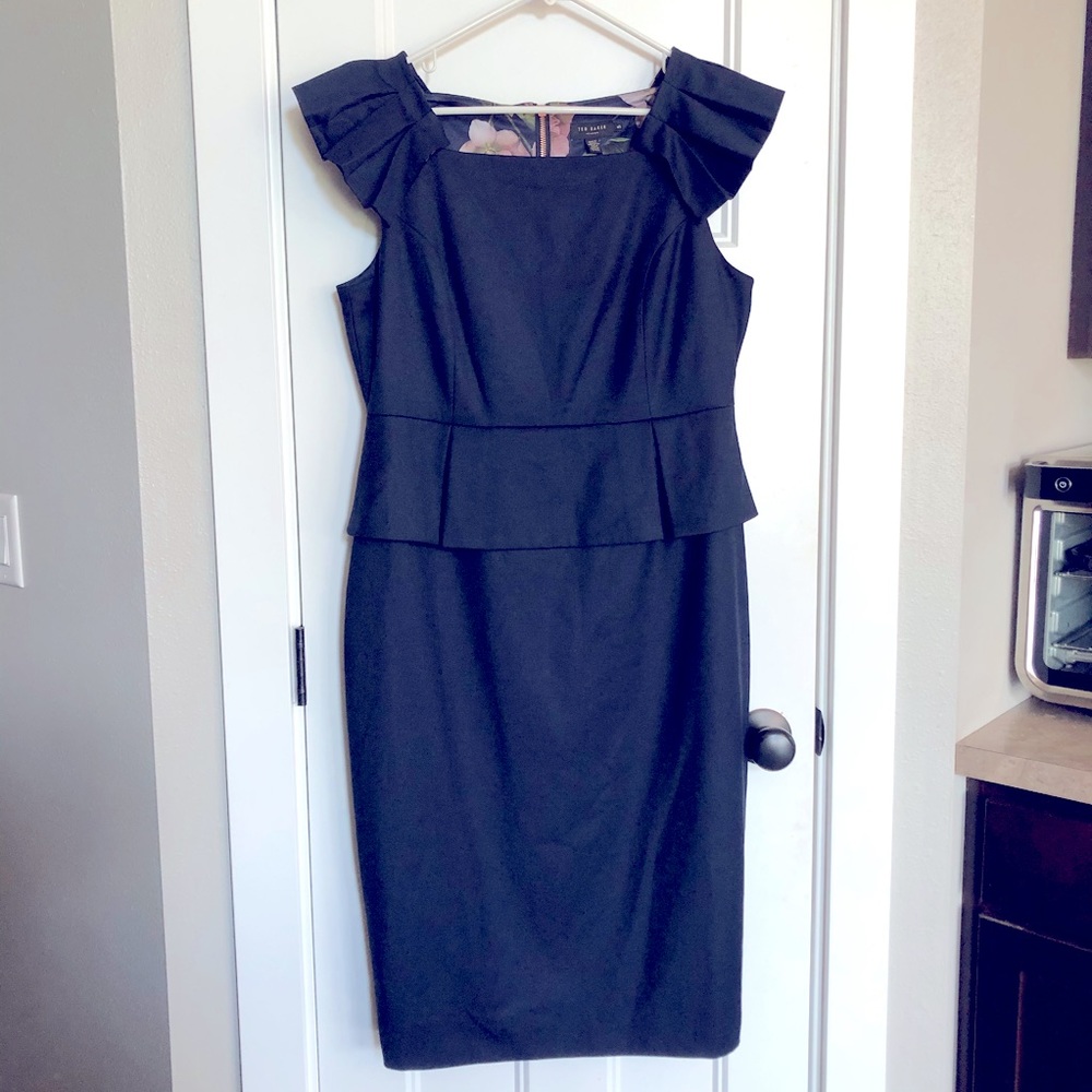 (Ted Baker) Daizid Pleat Shoulder Peplum Dress